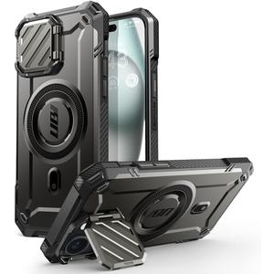 SUPCASE for iPhone 16e Case with Stand, [Unicorn Beetle Mag XT] [Compatible with MagSafe] [Built-in Camera Cover Stand] Heavy Duty Magnetic Phone Case for iPhone 15/iPhone 14/iPhone 13, Black