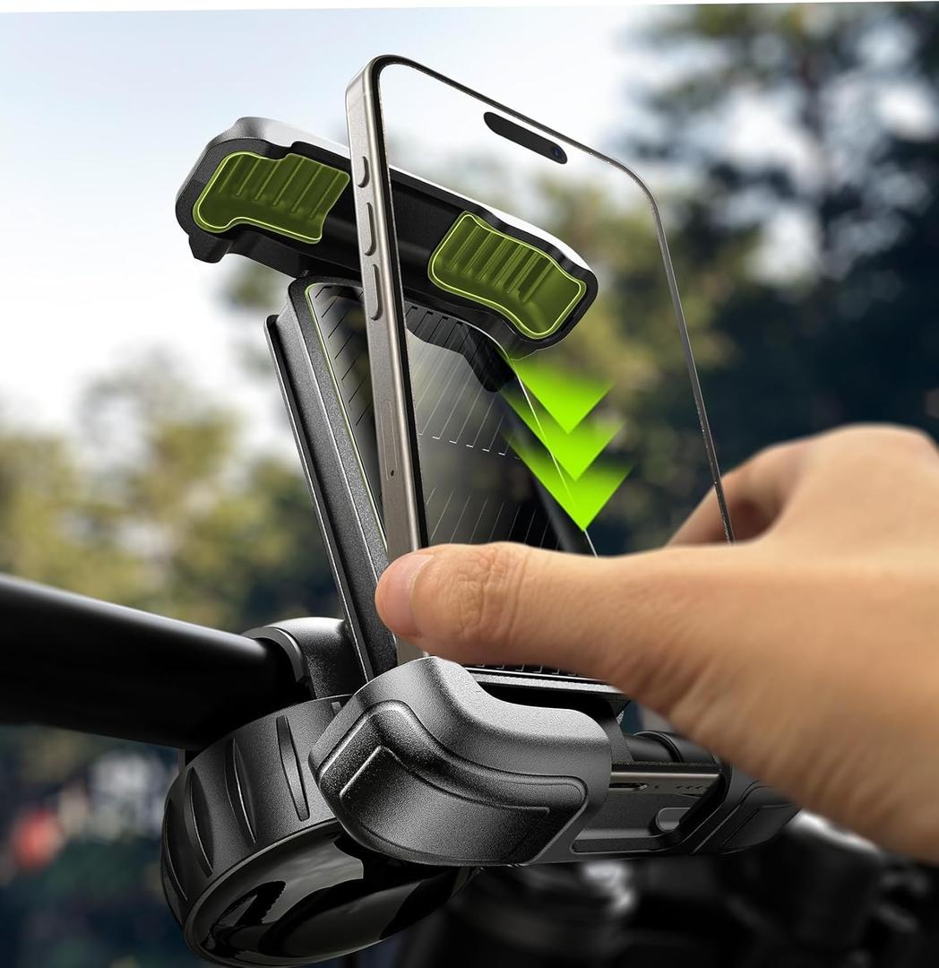 LISEN Bike Phone Holder, [Super Easy Install] Motorcycle Phone Mount Ebike Accessories Bicycle Handlebar Holder Mount Gift for Adults Kids Mountain Mini Bike Scooter Gear Accessories for iPhone Pixel (Black)