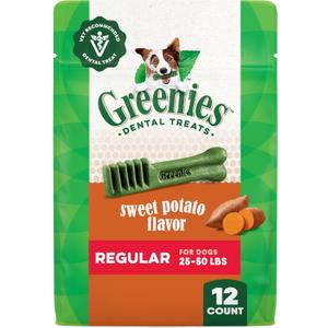 Greenies Regular Dental Dog Treats, Sweet Potato Flavor, 12 oz. Pack (12 Treats)