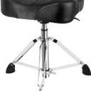 AKLOT Saddle Drum Throne, Hydraulic Druming Throne, Heavy Duty Seat, Height Adjustable Plush Chair, Motorcycle Style Drum Stool for Adults Drummers Grey