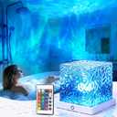 Waterproof Shower Light, Rechargeable Shower Lamp with 16 Color Changeable, Wireless Bathroom Lamp Mood Lighting with Touch & Remote Control, LED Ocean Wave Projector Light for Inside Shower, Bedroom