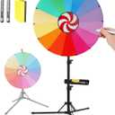 24 Inch Spinning Prize Wheel - Desktop/Floor Dual Use with Folding Tripod, Adjustable Height 38"-60", Storage Case & Dry Erase Board+Marker for Trade Shows, Classrooms & Family14 Slots