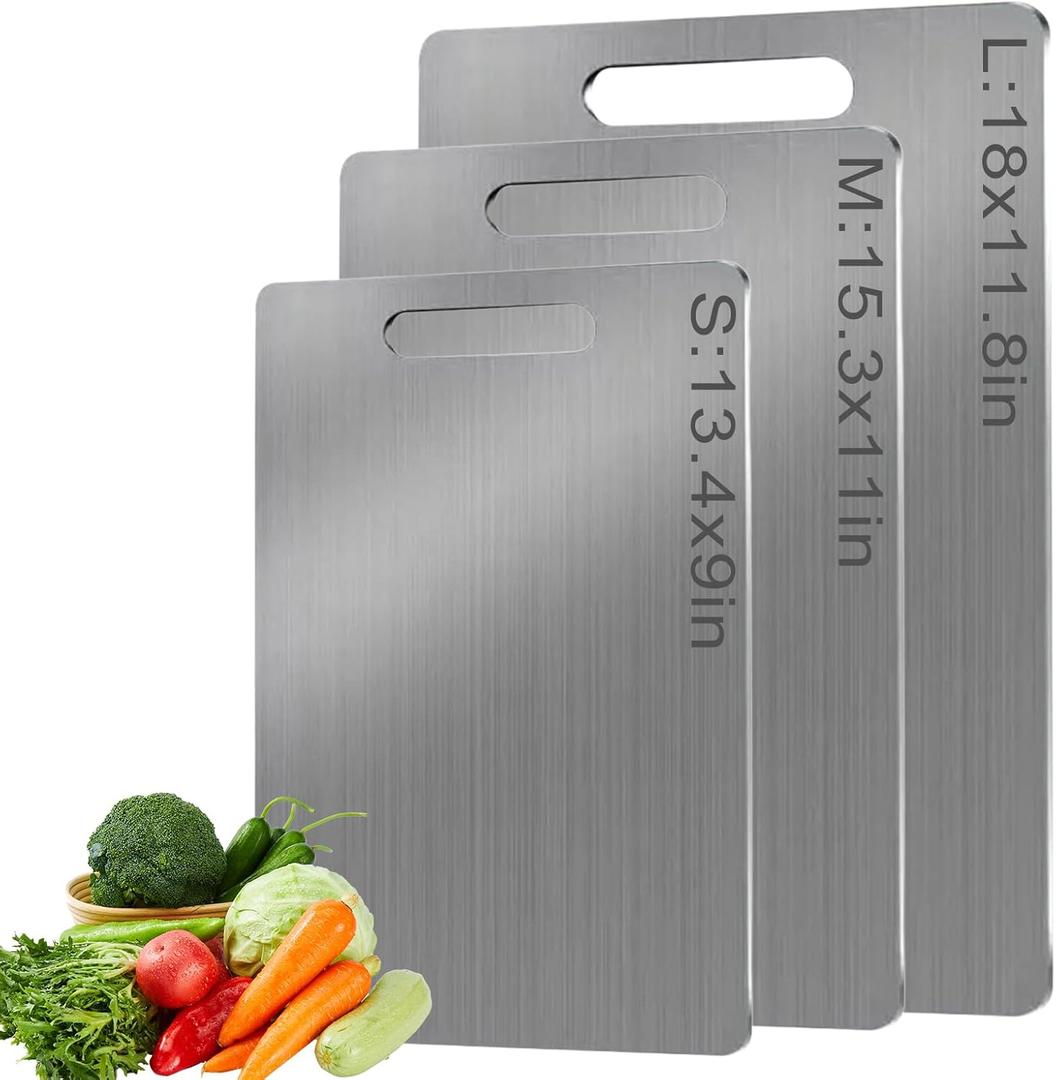 Titanium Cutting Board, Stainless Steel Cutting Boards for Kitchen, 18" x 11.8" Non Toxic Cutting Board Chopping Board for Meat Cheese Bread Vegetable Fruit
