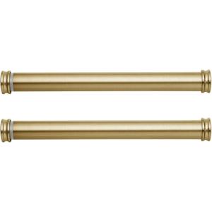 MODE Premium Collection Side Mount 1 1/8" Diameter Curtain Rod Set of Two with Brushed Gold End Cap Finials and Steel Wall Mounted 12 to 20 Adjustable Curtain Rods, Brushed Gold (Fits 12"-20" wide windows)
