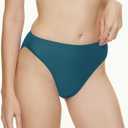 Annbon Women's High Cut Bikini Bottoms Mid Rise Tankini Swimsuit Bottom (Green, L)