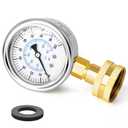 MEANLIN MEASURE 0~100Psi Stainless Steel Frame 3/4" Female 2.5" FACE DIAL Liquid Filled Pressure Gauge WOG Water Oil Air Water Pressure Test Table with Sealing Ring (with 2PCS Snaps)