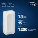 NETGEAR WiFi 6 Mesh Range Extender (EAX11) - Add up to 1,200 sq. ft.,15 Devices with AX1400 Dual-Band Wireless Signal Booster & Repeater (up to 1.4 Gbps Speed), WPA3 Security, One WiFi Name