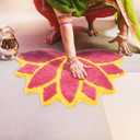 24in Diwali Decorations for Home Floral Rangoli Mat Indian Diwali Lotus Decor Pooja Floral Housewarming Floor Decor Rangoli Mat for Indian Traditional Pooja Festival New Year Entrance Gift (23.62 Inch)