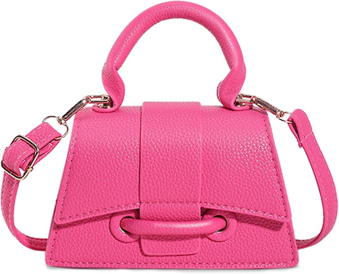FALETO Mini Purses for Women Cute Top Handle Crossbody Bag Stylish Tiny Clutch Handbag with Strap (Hot Pink-mini)