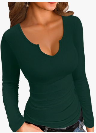 VICHYIE Womens Tops V Neck Summer Short Sleeve Casual Slim Fitted Tshirt Size S