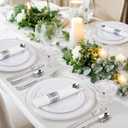 WELLIFE 700 Pcs Silver Plastic Plates for 100 Guests -Party Supplies Includes 200 Silver Plates,300 Plastic Silverware,100 Napkins,100 Cups for Party and Wedding