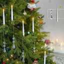 FPOO Flameless Christmas Tree Candles, 12 pcs LED Candle for Christmas Tree with Waterdrop Ornaments and Hooks, Battery Operated Candlestick with Remote, for Xmas Gift Home Decor Wedding (waterdrop-warm white light)