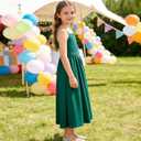Eledobby Summer Dresses for Girls Floral Dress Spaghetti Strap A-line Sundress Casual Sleeveless Beach Party Dress (Green, M)