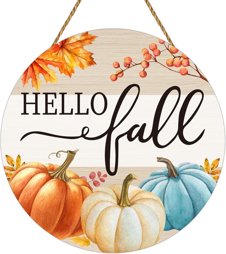 Fall Decorations for Home Fall Door Decor Pumpkin Wall Decor Pumpkin Patch Maple Leaf Hanging Sign Wooden Front Door Hanger for Harvest Farmhouse Porch Indoor Outdoor Home Decorations