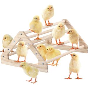 Wooden Chick Perch Stand, Pine Chicks Roosting Bar, Jungle Gym Perch Toys for Chicken Coop & Brooder, Bird Perch for Baby Chicks & Parrots (Large)