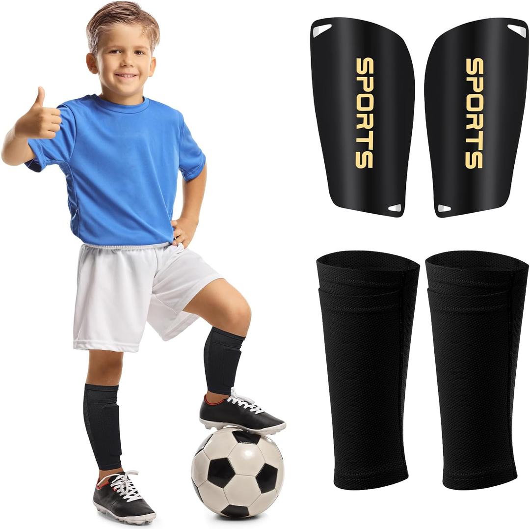 Syhood Soccer Shin Guards for Kids Youth Teens Adults Shin Pads and Sock Sleeves for 3-15 Years Old Children Boys Girls Protection Gear EVA Cushion Protection for Soccer Football Game (Small, Black)