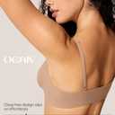 OEAK Womens Comfortable Triangle Bras No Underwire Sexy Plunge Unlined Bralette Pull On Bra Seamless Everyday Tshirt Bras (Beige, XL)