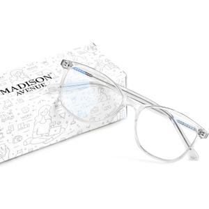 Madison Avenue Blue Light Blocking Glasses Anti Eyestrain UV Glare Blue Light Glasses for Women TV Phone Computer Gaming Eyeglasses (Clear)