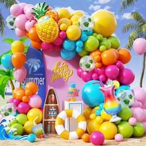 Tropical Hawaiian Balloon Arch Kit, Luau Pool Party Decorations, 18 inch, 12 inch, 10 inch, 5 inch