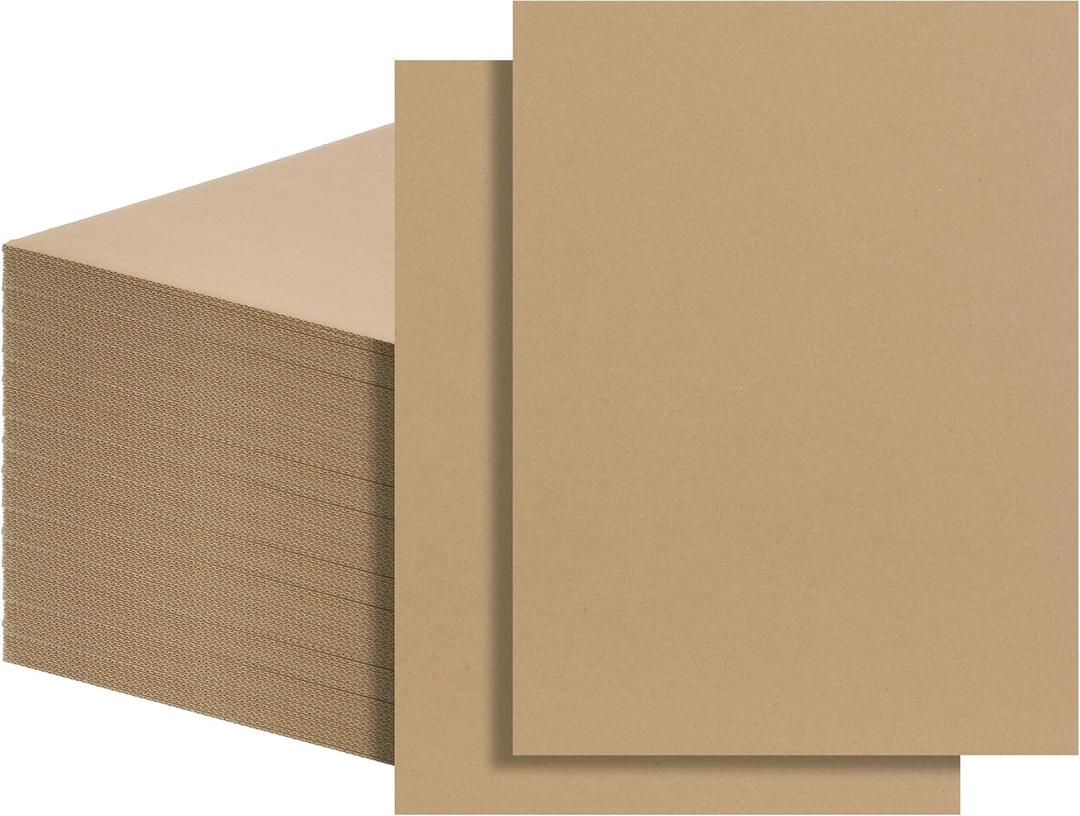 FARRAY 100 Pack 9x12 Inch Corrugated Cardboard Sheets, 1.8mm Thick Brown Kraft Cardboard Backing, Bulk Flat Cardboard Inserts Filler Pads for Packing, Shipping, Mailers, Crafts