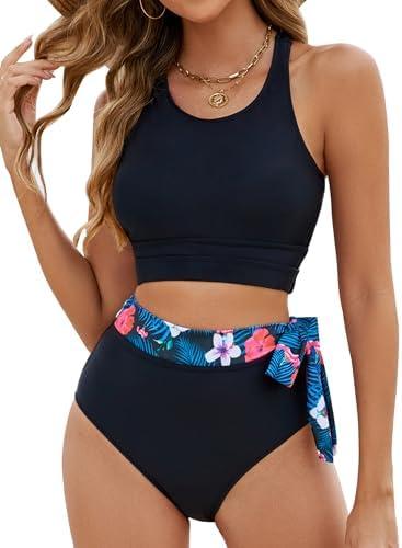 Jolefille Tummy Control Swimsuits for Women High Waisted Bikini Sets 2 Piece Modest Bathing Suit Swim Suits 2025 XL