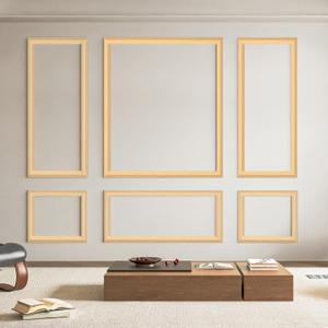 Art3d Pre-Cut Wall Molding Set of 6 pcs, Ready-to-Assemble Wainscoting Panels for Interior Wall Dcor Living Room Bedroom Accent Wall - Installed with Glue, 3 Top 3 Bottom, Oak