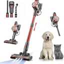 WLOTPO Cordless Vacuum Cleaners for Home with Powerful Suction,Stick Vacuum Cordless Rechargeable,Up to 35 Mins Runtime,Lightweight Hardwood Floor Vacuum for Pet Hair,Carpet(Red)
