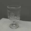 Pumtus 6 Pack Vintage Goblet Glasses, 7.6 OZ Embossed Floral Glass Cup, Clear Romantic Wine Glassware, Unique Pressed Pattern Stemware, Mixed Drink Glasses Set for Cocktail, Juice,Whiskey, Beer