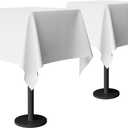 54x54 Table Cloth - 2 Pack Square White Washable Stain and Wrinkle Resistant Polyester Table Cover for Dining Tables, Various Parties and Camping (White)