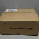 Upgraded Dimmable Glass Floor Lamp for Living Room, Modern Gold Standing Lamp with Green Feather Glass Lampshade & Knob Dimmer, Arc Tall Lamp for Bedroom Office Reading Room, 2700K Led Bulb Included