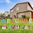2025 Welcome Home BIG SIZE Yard Signs with Fiberglass, Family Themed Family Friendly Yard Decoration Signs Write Custom Message & Easy Installation for Courtyard Party Decorations - Set of 14 (Multicolor)