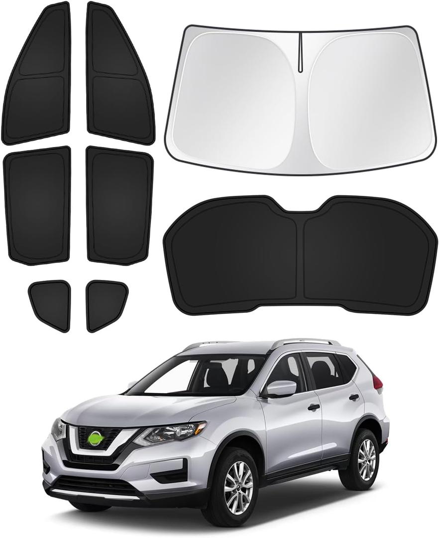 Sunshades for 2014-2020 Nissan Rogue (Not for Rogue Sport) Accessories Windshield Sun Shade Side Rear Window Shade Cover Sun Visor Shield Privacy Protection Keep Vehicle Cool Black 8PCS