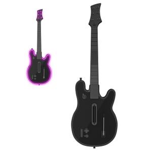 JJDWIN Wireless Guitar Hero Controller for PS4/PS3/PC with RGB Light, Rock Band & Clone Hero Games, Fortnite Festival with Strap & Wireless Dongle,Black