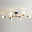 Modern Sputnik Light Fixture 6-Lights Chandelier Black and Gold Chandelier Metal Semi Flush Mount Mid Century Ceiling Light for Bedroom Living Room Kitchen - E26 Socket