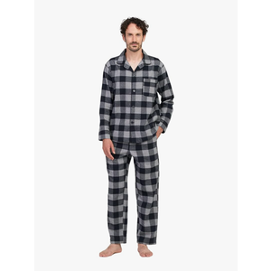 LAPASA Men's Pajama Set 100% Cotton Flannel Top Long Sleeve & Bottom Pants Plaid Sleepwear PJ Sleepwear Lounge Comfy M79/M95 L