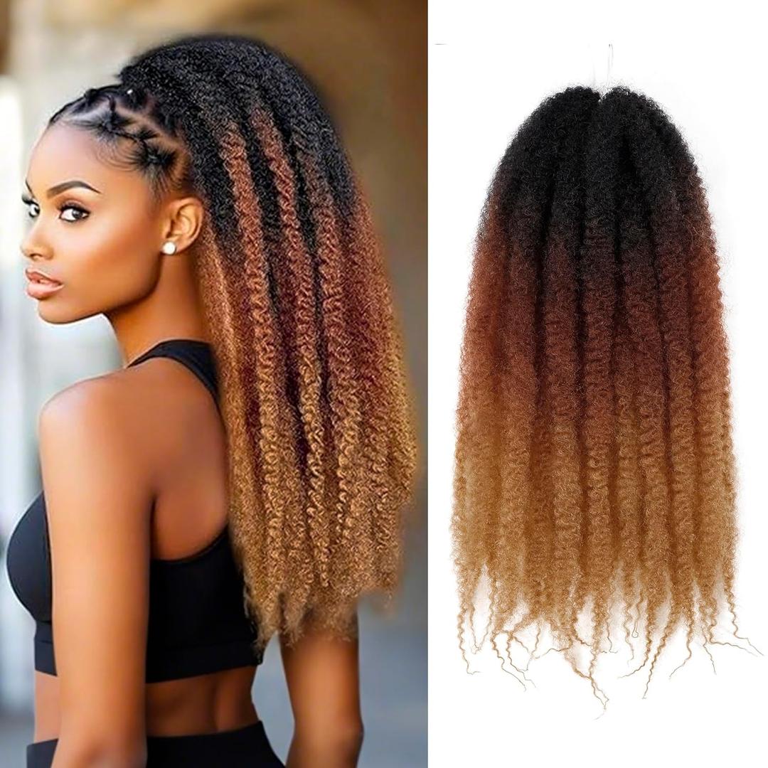 Marley Twist Braiding Hair 8 Packs Marley Twist Hair Twist Hair 24 Inch Afro Kinky Curly Twist Crochet Hair Twist Soft and Natural Hair (T30, 24 inch) (1B/30/27)