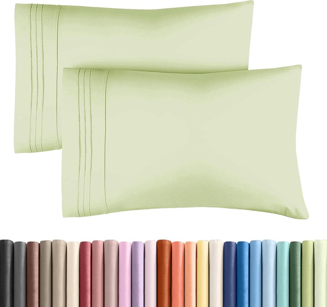 King Pillow Cases Set of 2 - Ultra Soft Hotel Quality Pillowcase Covers - Comfy, Cozy & Wrinkle Free - Shrinkage & Fade Resistant - Machine Washable Pillow Protectors - 2 Piece Set - Light Sage Green