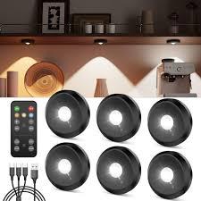 Tedmos Rechargeable Puck Lights with Remote, Black 2400mAh Battery Touch Light, Magnetic Tap Light Wireless LED Under Cabinet Lighting Mini Push Button Lamp, Sitck On Lights for Kitchen, Closet, Book Shelf