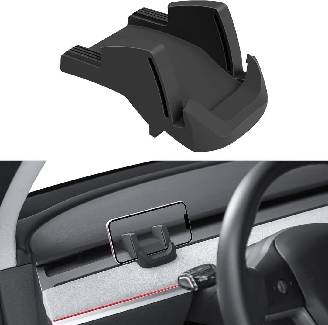 Silicone Phone Mount Holder for Tesla Model Y 2021-2025 and 2017-2023 Model 3 Accessories (Non Destructive)