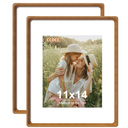 11x14 Picture Frame Set of 2, Solid Wood Frames with Tempered Glass