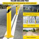 VEVOR Safety Bollard, 48 Inch Height Bollard Post, 5.5 Inch Diameter Steel Pipe Safety Bollard Post, Yellow Steel Bollard, Steel Safety Bollard with 8 Anchor Bolts, Perfect for Traffic-Sensitive Area