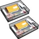 2Pcs Desk Drawer Organizer, Stable Metal Mesh Desk Storage Tray, Versatile Storage Box Set for Office Home Supplies,13 x 9 inches