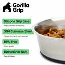 GORILLA GRIP Dog Bowls, Food Grade 304 Stainless Steel, Holds 2 US Cups Each (16 fl oz) Food and Water Bowl for Feeding Dogs and Cats, Dishwasher Safe, Rust Resistant BPA Free Rubber Base, 2 Set Black