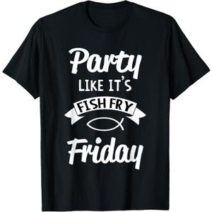 Friday Fish Fry Lent T-Shirt (Black, M)