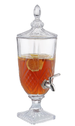  2 pieces 
Glass Beverage Dispenser, 0.8 Gallon Drink Dispenser with Stainless Steel Spigot, Elegant Drink Server for Party, Bar