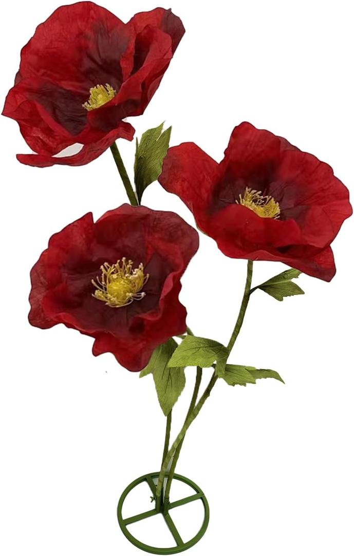 3PCS Giant Artificial Flower Set 3D Realistic Flowers Waterproof Durable Home Garden Wedding Decor Perfect for Party Office Hotel Exhibition Photography Props (Burgundy)