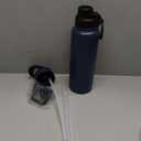 OLDLEY 40 oz Insulated Water Bottle With Straw, Stainless Steel Sports Water Cup Flask with 3 Lids(Straw, Spout and Handle Lid) Double Walled Travel Thermal Canteen Mug,Navy Blue