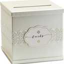 Ivory Wedding Card Box, Large 10 White Gift Card Holder, Envelope Box, Graduation, Funeral Reception, Bridal & Baby Shower, Anniversary, Baptism, Quinceanera, Birthday Party, Sweet 16, Money Basket