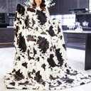 Cow Print Blanket Soft Cute Throw for Couch Bed Sofa, Cozy Fleece Western Farmhouse Cows Room Decor, Gifts for Women Girls Teens, All Season Travel Blanket 50"x60" (Black/White)
