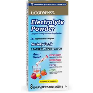 GoodSense Electrolyte Powder Variety Pack, Strawberry, Grape, Fruit Punch, Apple, Electrolyte Mix (EXP 08/12/26)